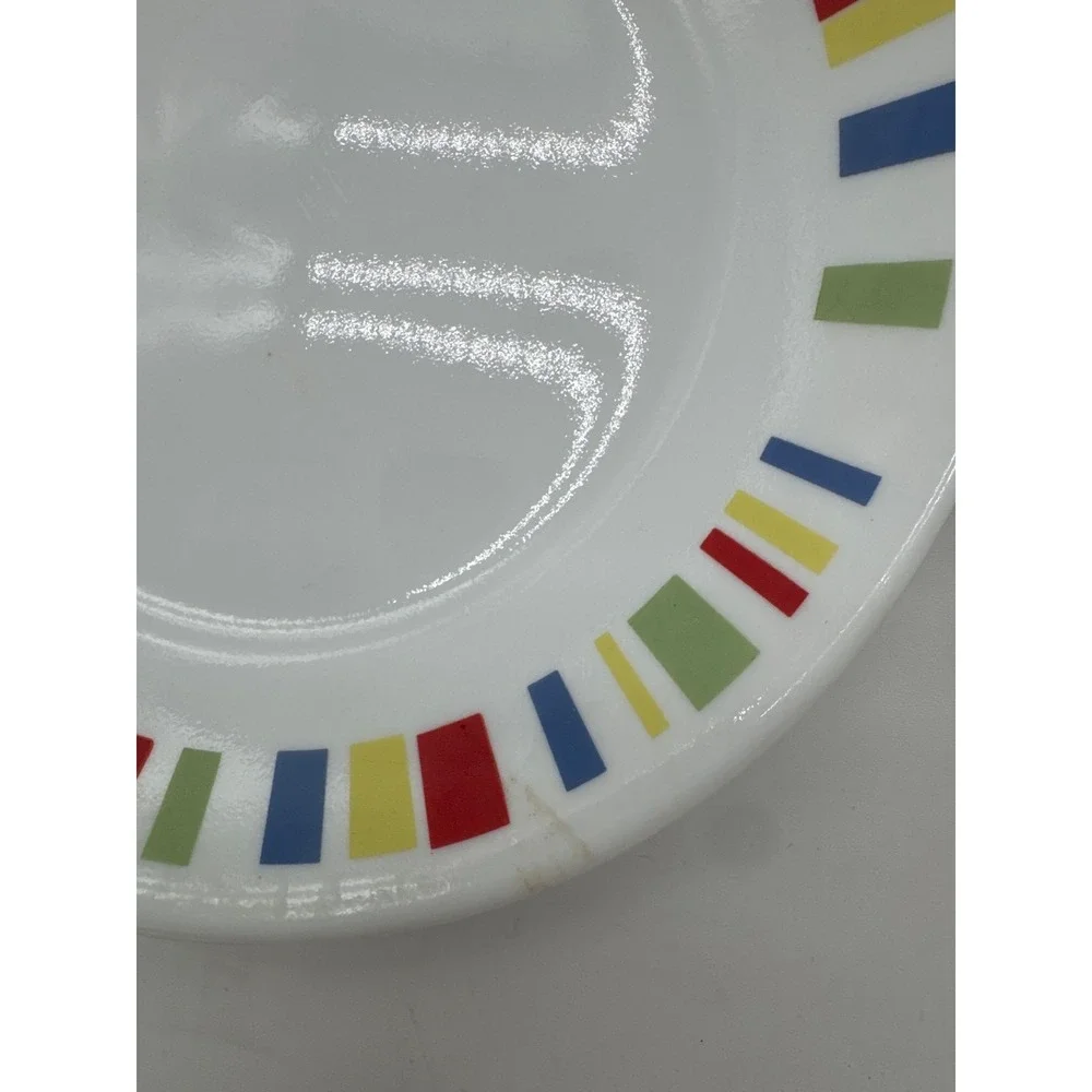 Corelle Vitrelle MEMPHIS Blocks Red Yellow Blue‎ Green Dessert Bread Plates 6